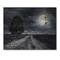 Designart - Paved Road Under A Full Moon - Nautical & Coastal Print on Natural Pine Wood
